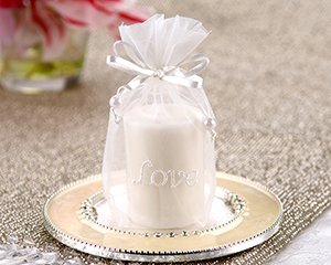 'Classic Elegance' Scented Votive in Love Embroidered Pouch Wedding Favors
