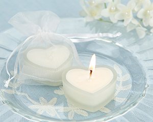 'HeartLights' Frosted Glass Heart Candles - Set of 4 Wedding Favors