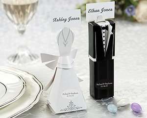 Bride and Groom Wedding Favor Boxes/Placecard holders- set of 12