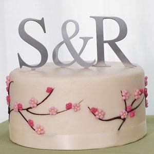 Brushed Silver Monogram Initials Cake Top - Set of 3