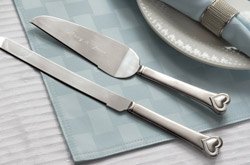 Glimmering Pearl Heart Cake Serving Set - Personalized