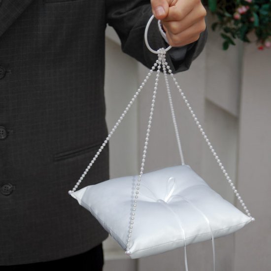 Pearl Hanging Wedding Ring Pillow