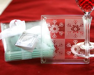 Crystal Snowflake Glass Coasters Wedding Favors