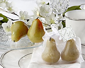 The Perfect Pear Candles in Organza Bag w/ Leaf Tag Wedding Favors