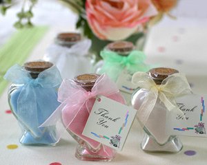 Scented Bath Salts in Glass Heart Bottle Wedding Favors