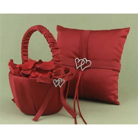 "With All My Heart" Flower Girl Basket w/ Swarovski Crystal Heart Brooch