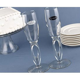 "Together at Last" Bride and Groom Flutes