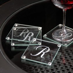 Personalized Glass Coasters (Set of 4) - Wedding Party Gift