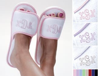 Personalized Terry Cloth Spa Embroidered Slippers - Monogram Bridesmaid Gift