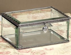 Personalized Beveled Glass Enraved Jewelry Box - Bridesmaid Gift