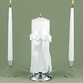 "Yours Truly" Wedding Unity Candle Set - White or Ivory