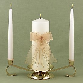 "Heart of Gold" Ivory Wedding Unity Candle Set