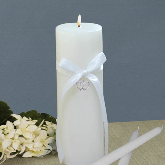 Hanging Charm Wedding Unity Candle Set - Choice of Hearts, Palm Tree, or Butterfly
