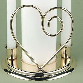 Contemporary Heart Wedding Unity Candle Holder - Brass or Silver