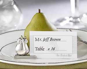 Set of 4 "The Perfect Pair" Silver Wedding Reception Placecard Holders