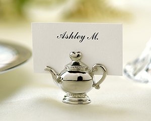 Silver Teapot Wedding Reception Placecard Holders