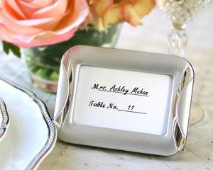 Brushed Metal Photo Frame and Wedding Place Card Holder Favors