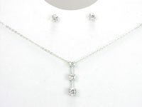 Past, Present, Future Cubic Zirconia Necklace and Earrings Set