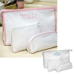 Embroidered 3-PieceTerry Cloth Cosmetic Bags - Personalized Bridesmaid Gift