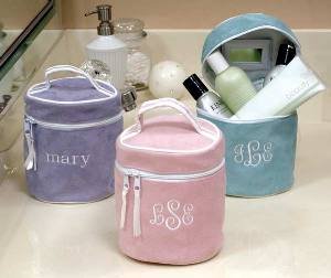 Personalized Suede-finish Embroidered Toiletry Bag Bridesmaid Gift