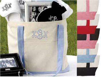 Embroidered Carry All Tote Bag - Personalized Bridesmaid Gift