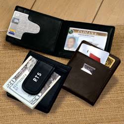 Personalized Genuine Leather Money Clip Wallet - Groomsmen Gift