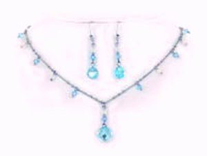 Aqua AB Swarovksi Crystal Necklace and Earrings Set.