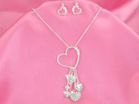 Couture Heart Cluster Necklace Set w/ Crystals