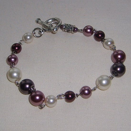 Pearl Bracelet (dark purple, purple + white)