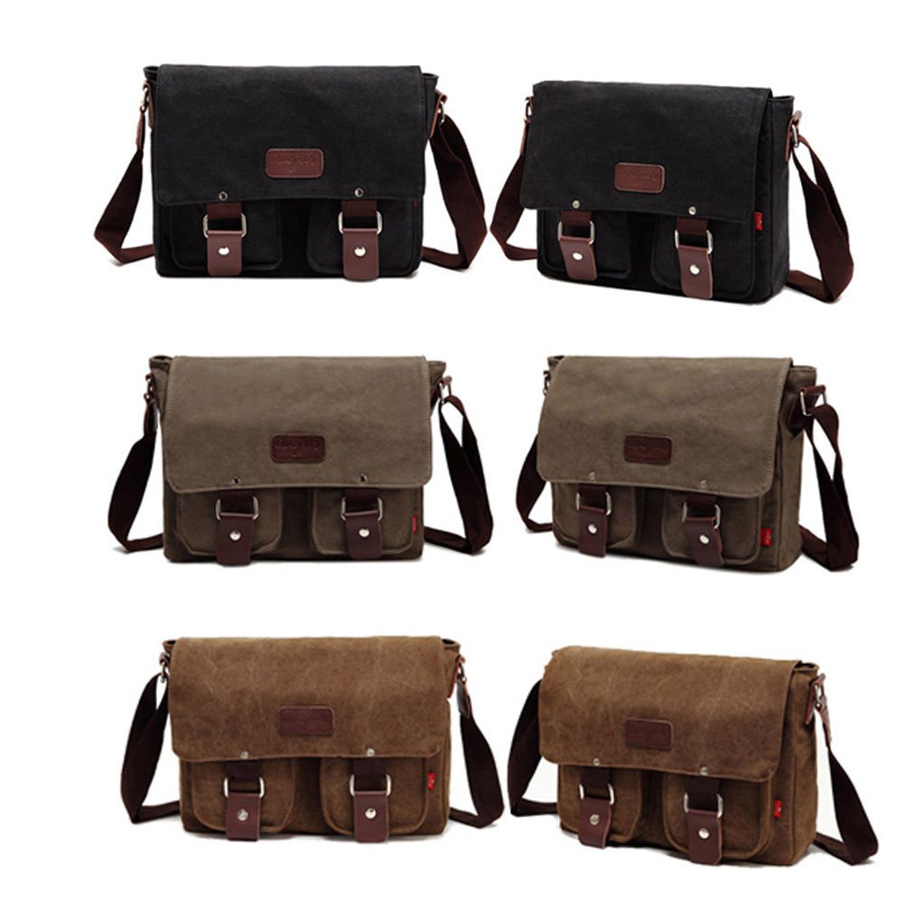 Vintage Men's Canvas Shoulder Bag Casual School Military Messenger Travel Bag