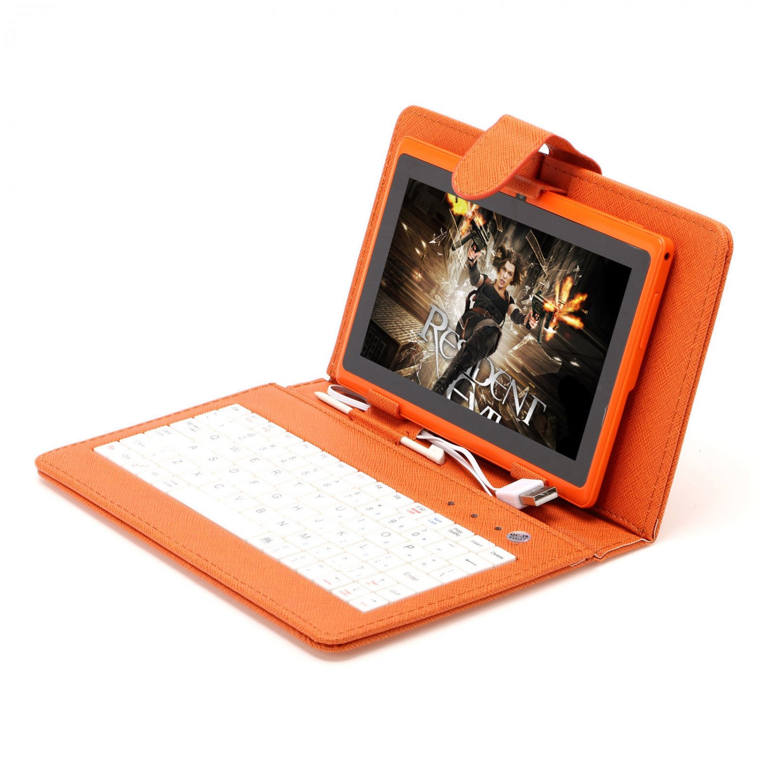 8GB iRulu 7" Google Android 4.1 Capacitive Tablet Dual Camera + Orange Keyboard