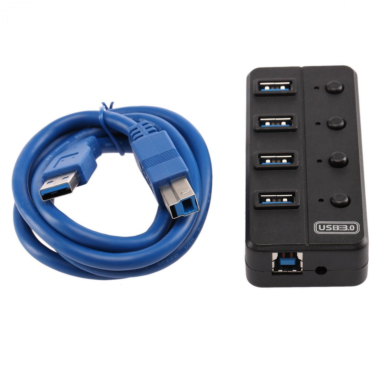 New USB 3.0 Hub 4 Port Adapter LED Indicator For PC Computer Laptop 5Gb/S