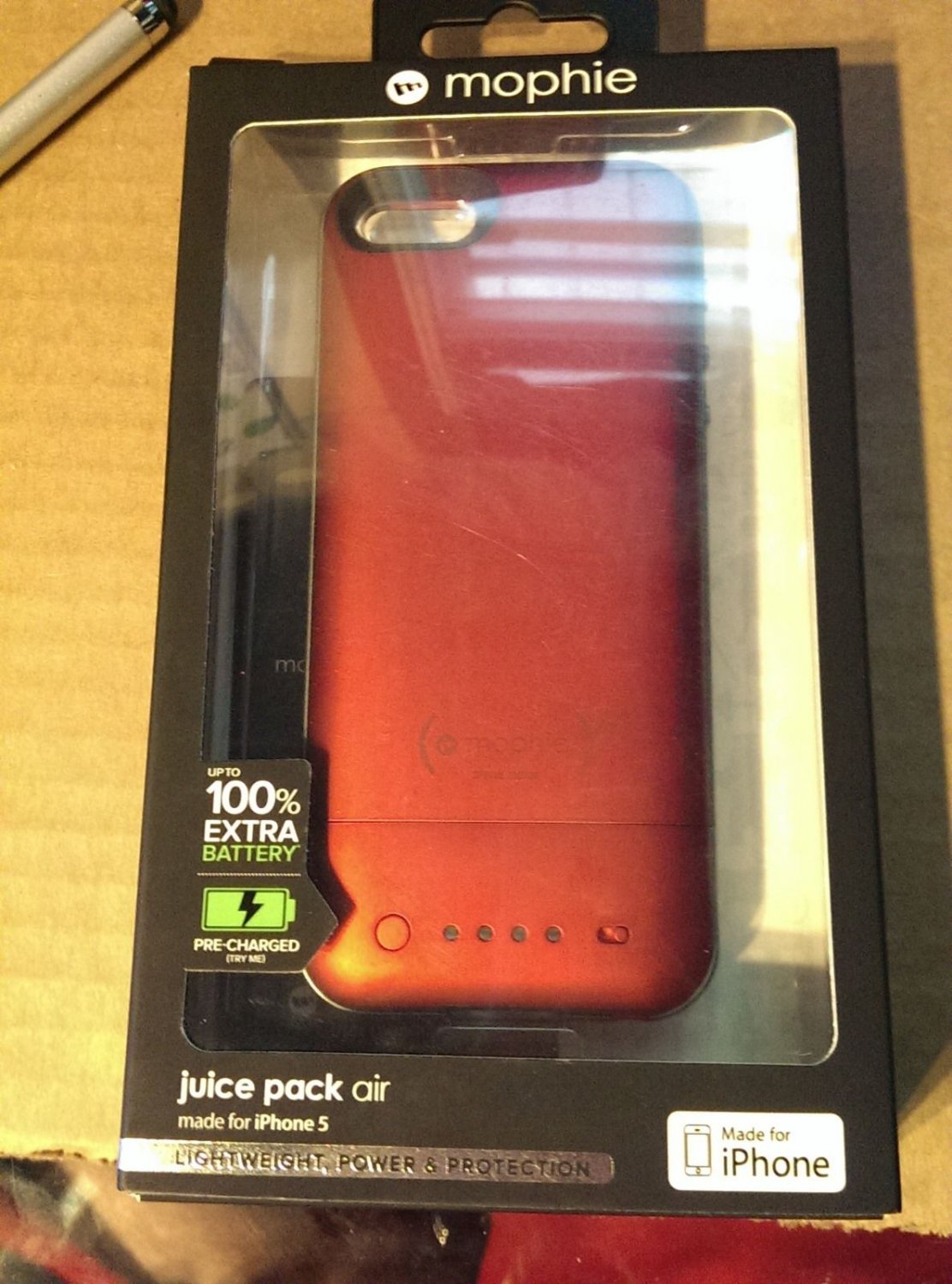 Power case 1700mah for iPhone 5 5s charges phone in Red