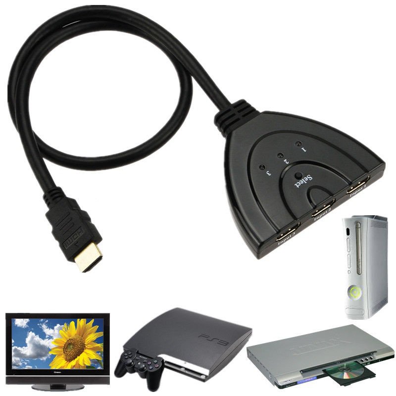 Original NEW 3 Port HDMI 1.3 1080P Switcher Switch Splitter for HDTV DVD Xbox 360 USA