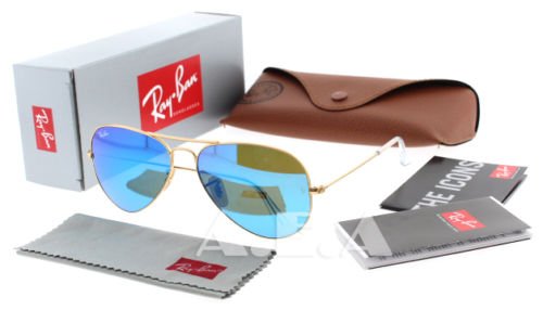 Ray-Ban RB 3025 112/17 Gold w/ Blue Mirror Lens Unisex Aviator Sunglasses