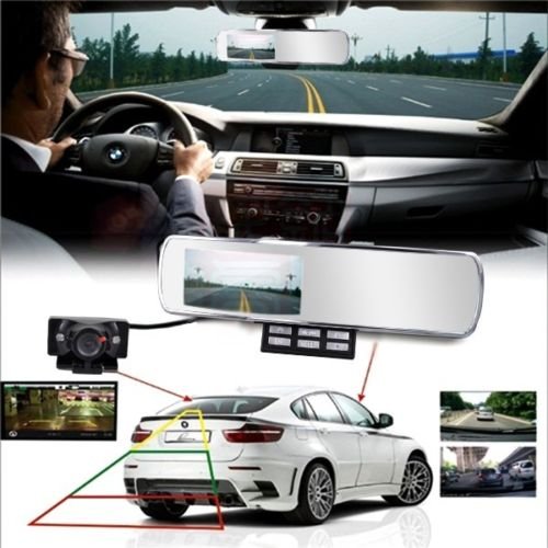 DV700 4.3" Rear View Mirror Dual Lens Car Cam G-sensor Car Allwinne DVR Recorder