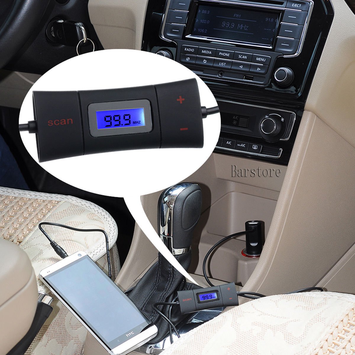 Auto Scan FM Transmitter +USB Car Charger AUX 3.5mm for Samsung Galaxy Note 4 S5