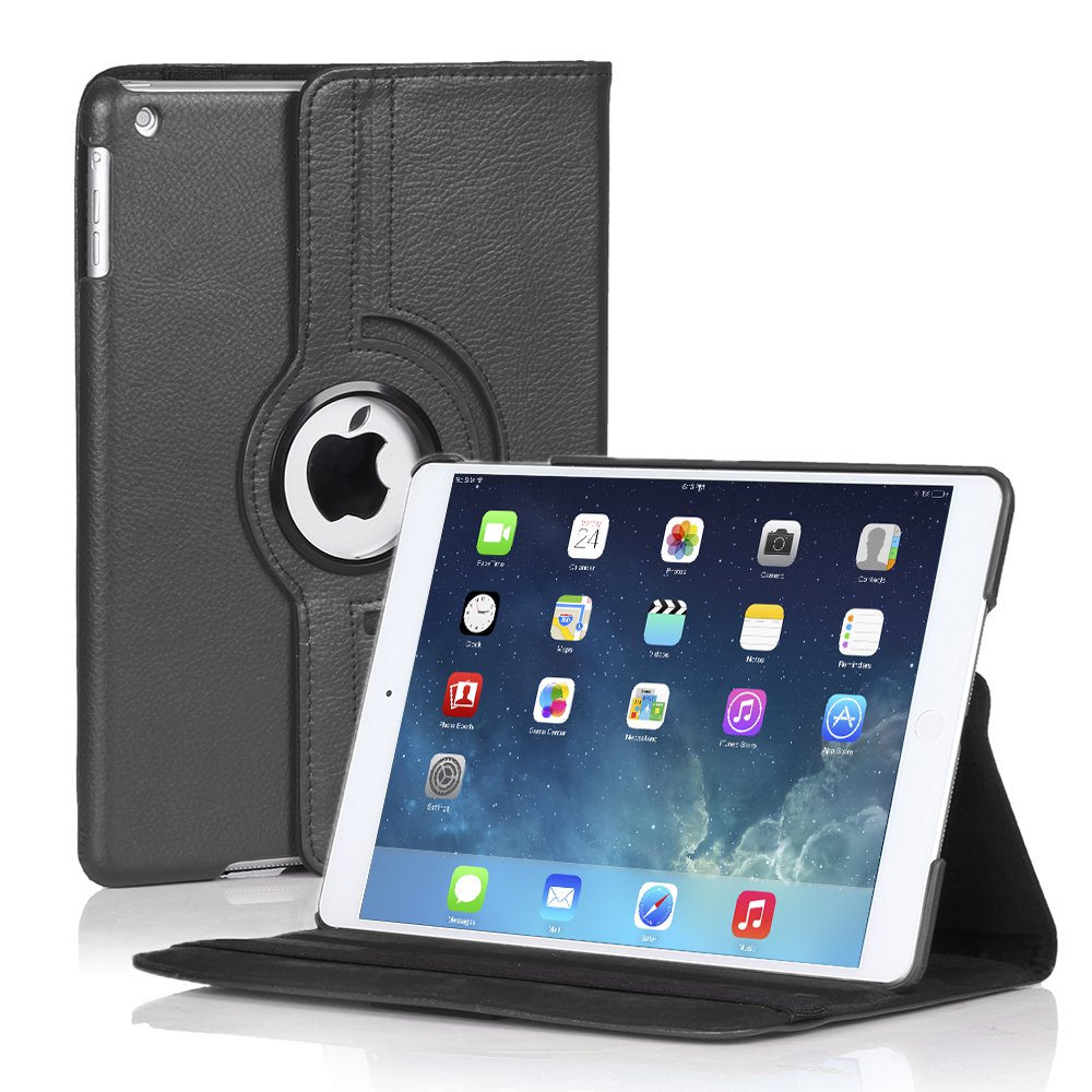 New Black iPad Air 5 4 3 2 & iPad Mini PU Leather Case Smart Cover Stand