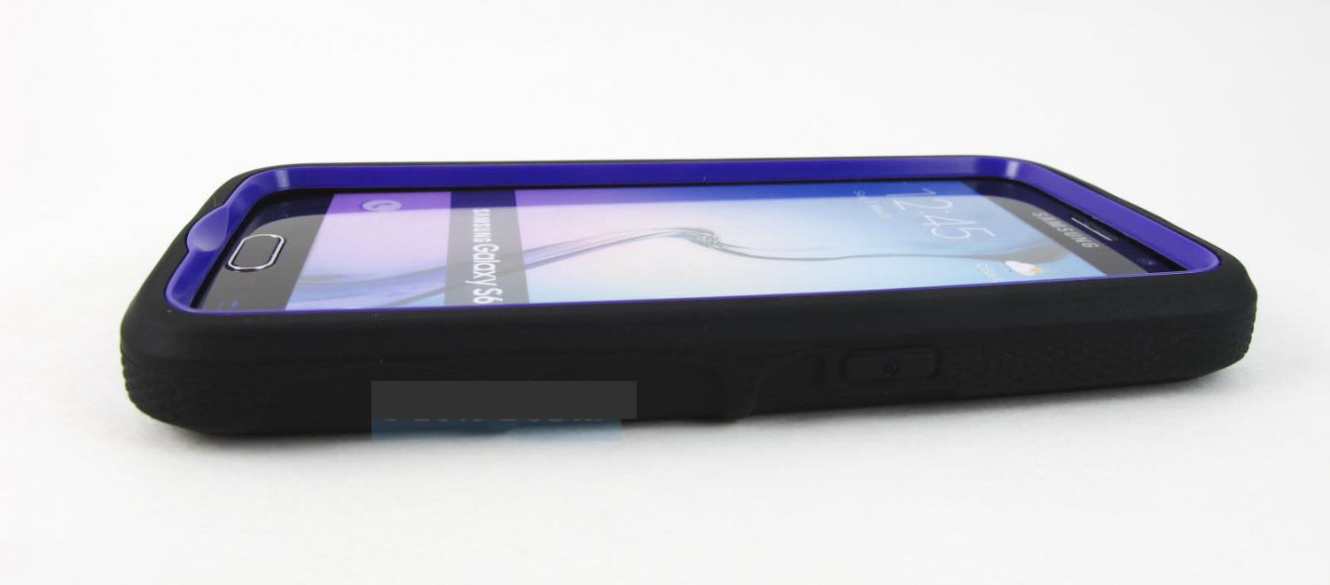 Samsung Galaxy S 6 Black Purple V2 Impact Shock Proof Stand Case Cover