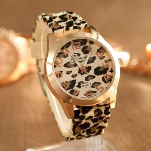 Womens Girls Geneva Fashion Sexy Leopard Jelly Silicone Quartz Wristwatch Gift