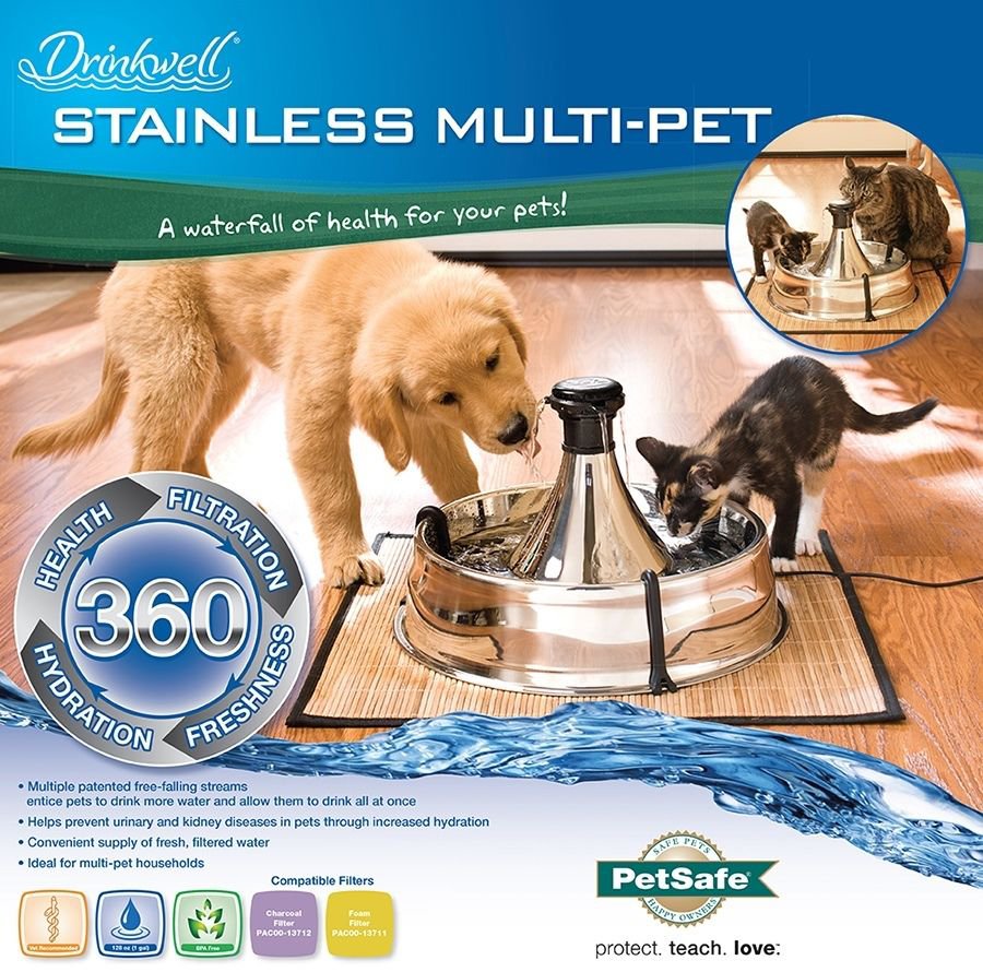 Drinkwell 360 Fountain PWW00-13705 Multi Pet Stainless Steel for Pets