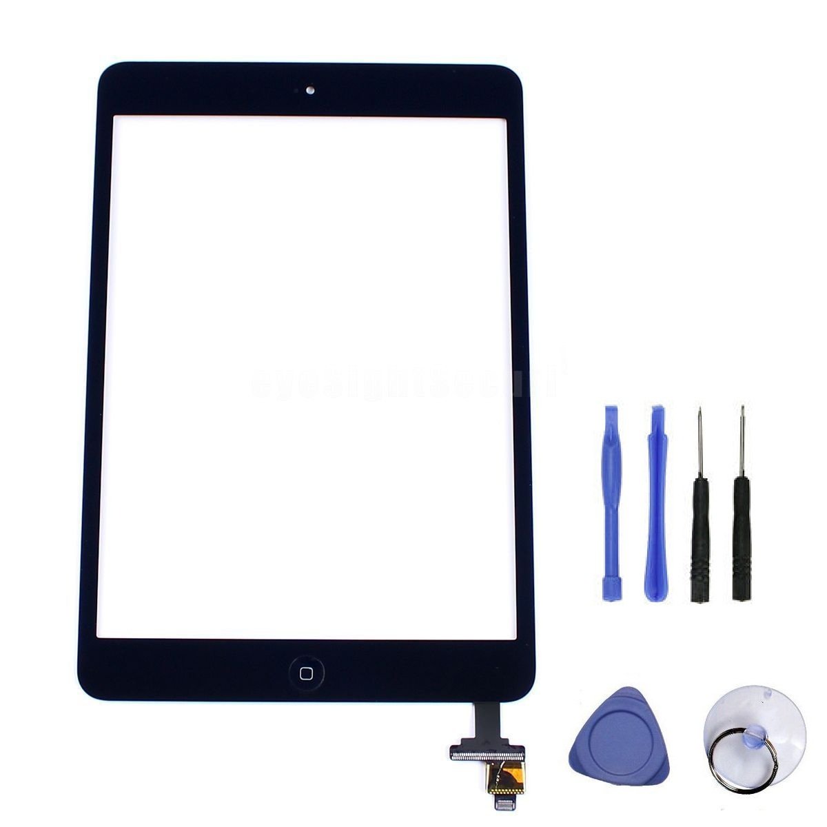 Black Touch Screen Glass Digitizer + Home Button + IC + Adhesive for iPad Mini 2
