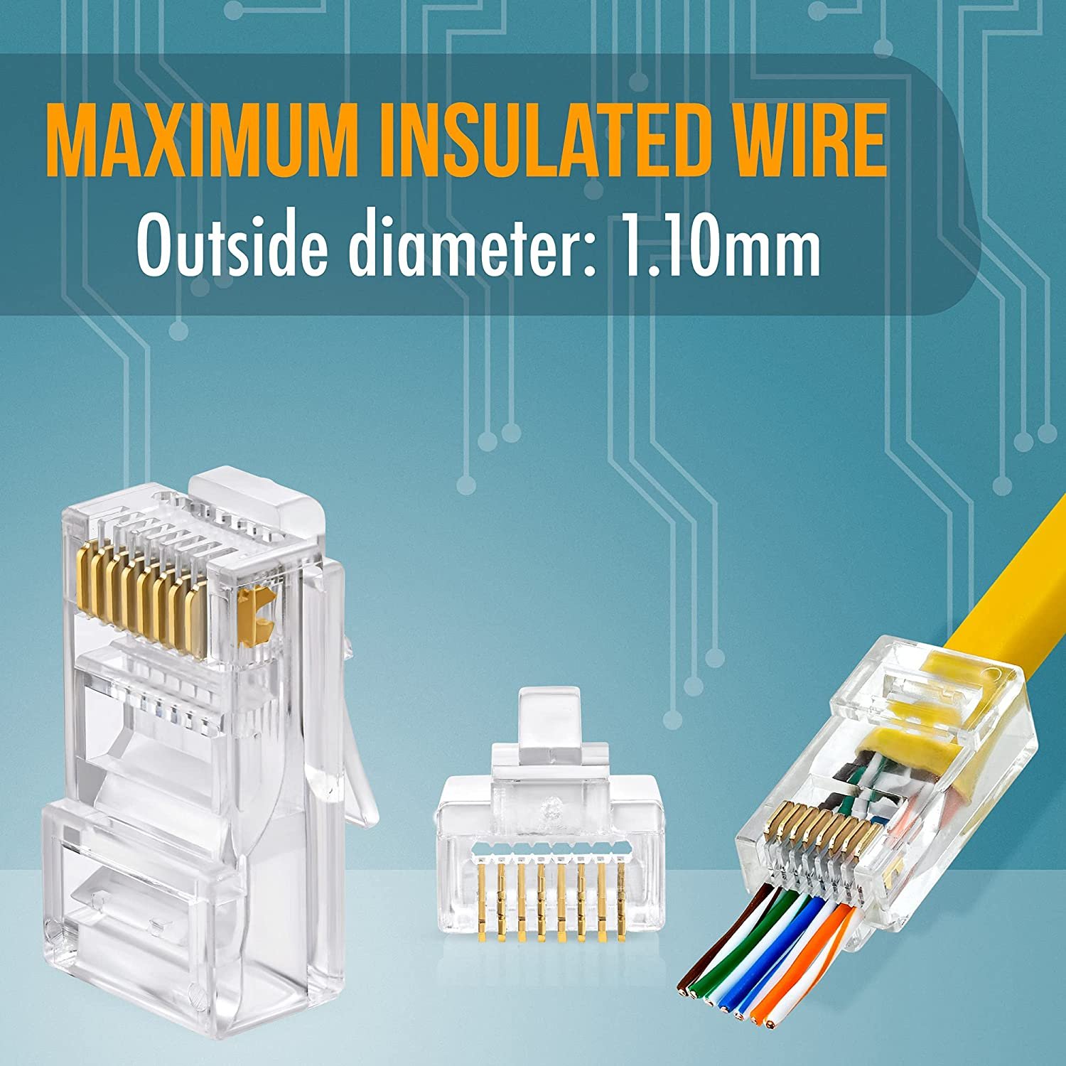 Rj45 Cat6 Pass Through Connectors Pack Of 200 Ez To Crimp Modular