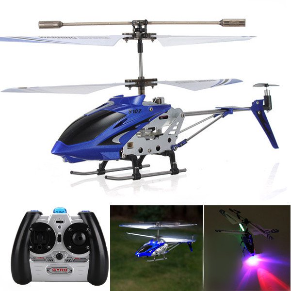 Syma S107G 3.5 Channel Remote Control Alloy Frame RC Helicopter LED Light w/Gyroblue