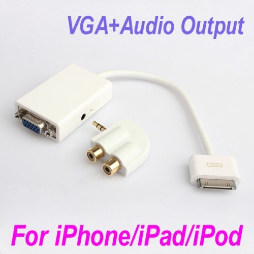 Dock Connector to VGA Adapter Audio Output For iPad 2 3 iPhone 3GS 4 4G 4S IP06