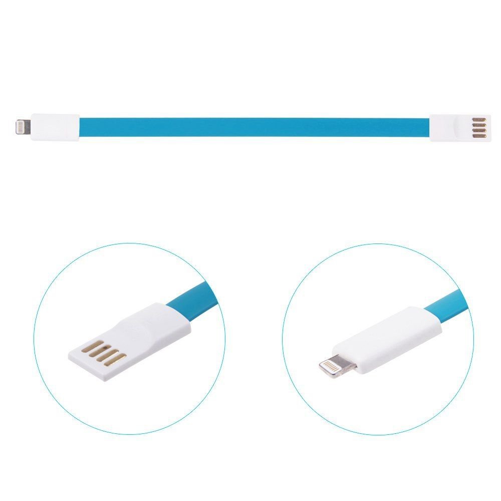 Magnet Flat Short USB Data Sync Charger Cable Cord for iPhone 6 5 5S iPod Nano7 (COLOR BLUE