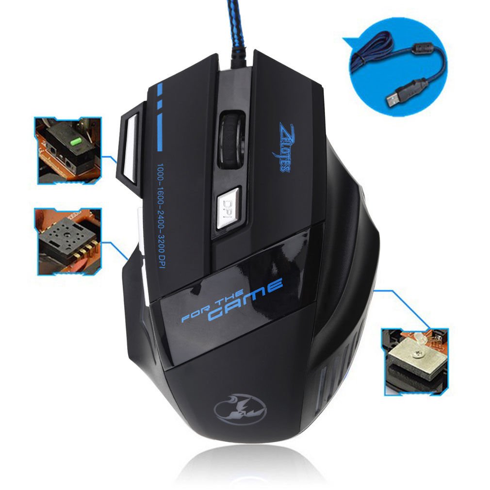 5500 DPI 7 Button LED Optical USB Wired Gaming Mouse Mice For Pro Gamer YT