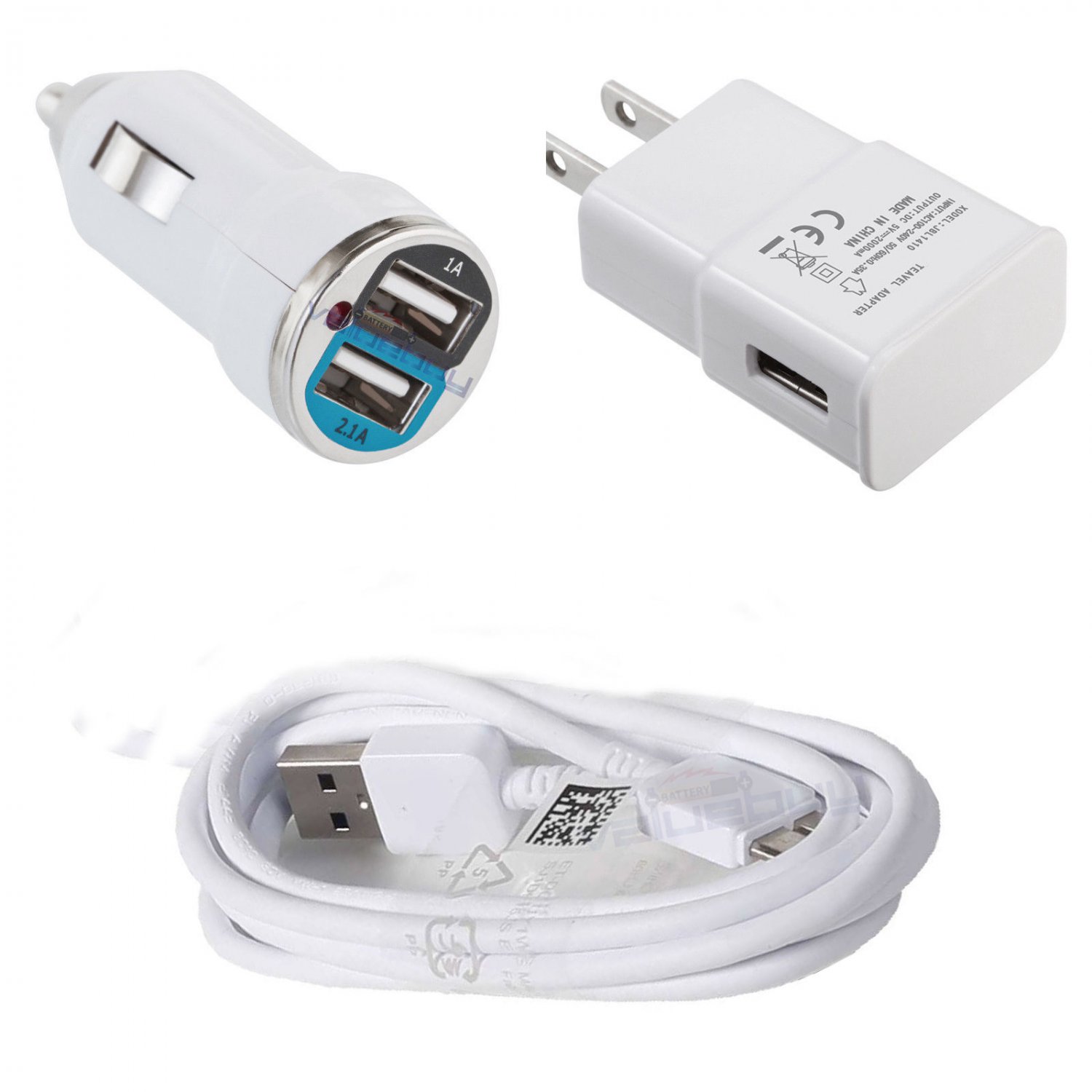Samsung USB Cable + Car + Wall Home Charger For Galaxy Note 3 S5 - OEM Quality