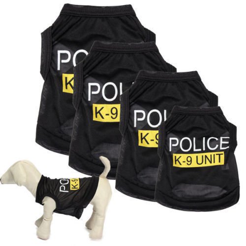 Dog Cat Vest Police Puppy T-Shirt Coat Pet Clothes Summer Apparel Costumes