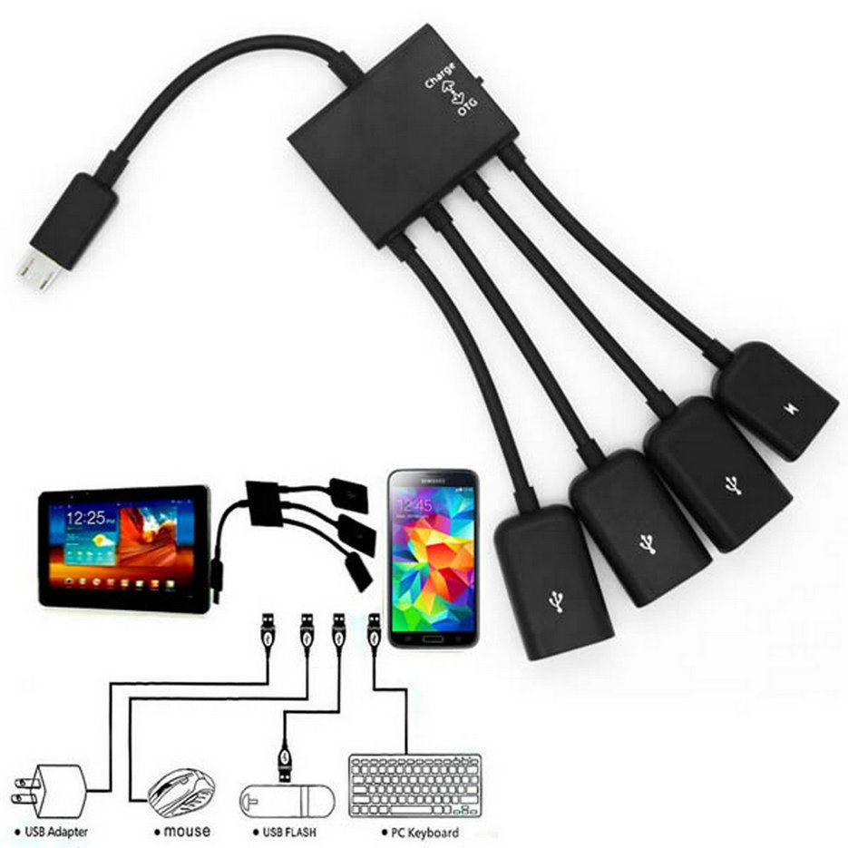 4 Port Micro Usb Power Charging Otg Hub Cable For Android Samsung Galaxy